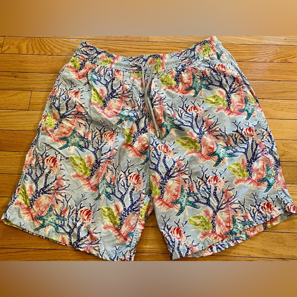 Vilebrequin Elastic Waist Coral Lobster Fish Starfish Swim Trunk Brief Mens XXL